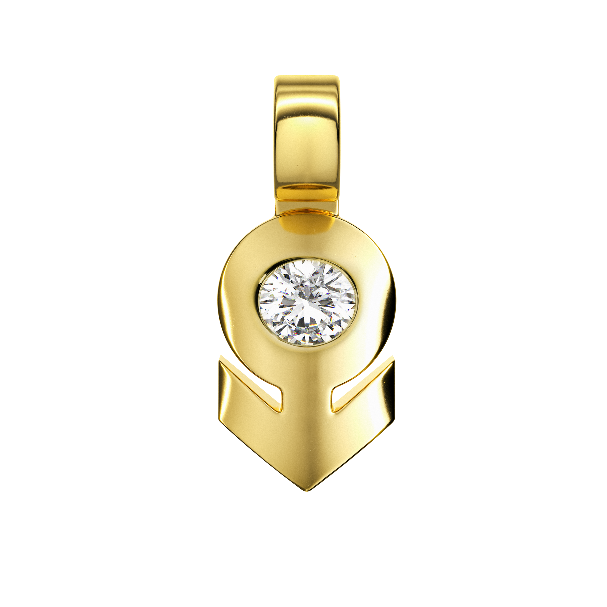 A detail of Signal ♂ Pendant with Stone in Yellow Gold